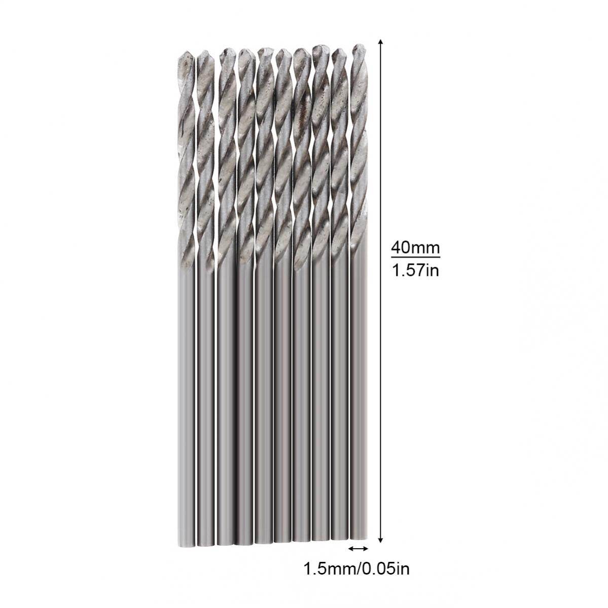 1.5mm 10pcs chuôi thẳng HSS tay mũi khoan xoắn nhỏ bé dụng cụ khoan Micro khoan gia công gỗ