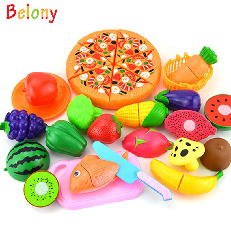 Belony 24Pcs/set Plastic Kitchen Food Fruit Vegetable Cutting Toys Kids Pretend Play Educational Toy