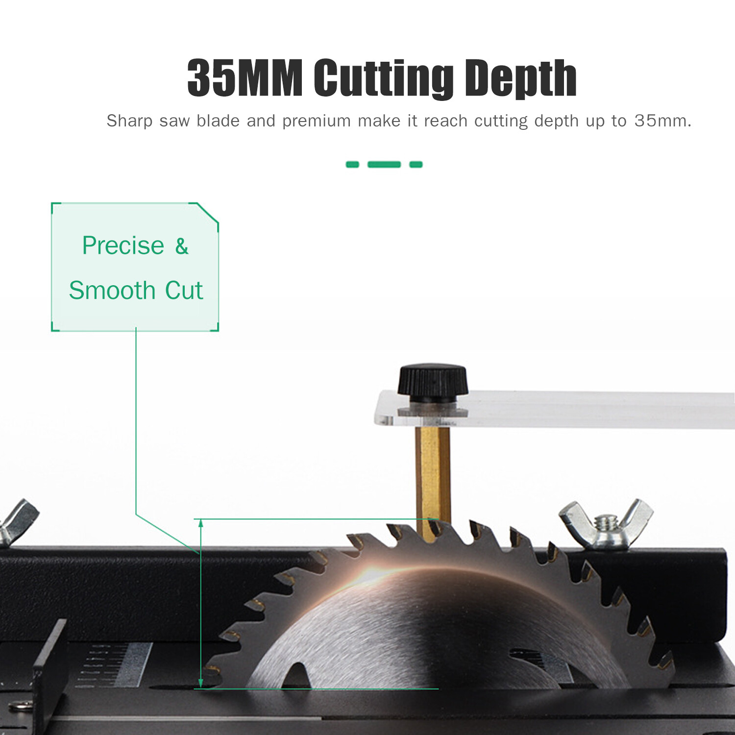 Multi-Functional Table Saw Mini Desktop Saw Cutter Electric Cutting Machine with Saw Blade Adjustable-Speed Angle Adjustment 35MM Cutting Depth for Wood Plastic Acrylic Cutting
