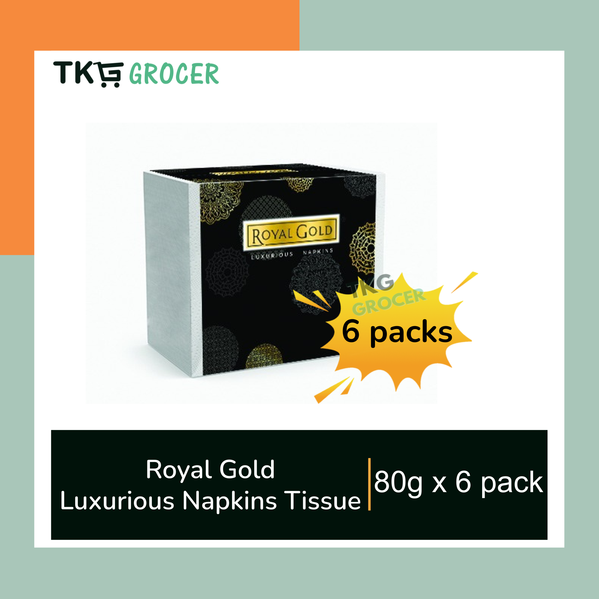 Royal Gold Luxurious Napkins Tissue 80g x 6 packs Lazada
