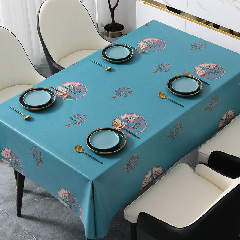 High-end New Chinese-style Festive Red Tablecloth Waterproof and Oil-proof Wash-free Rectangular Dining Table Home