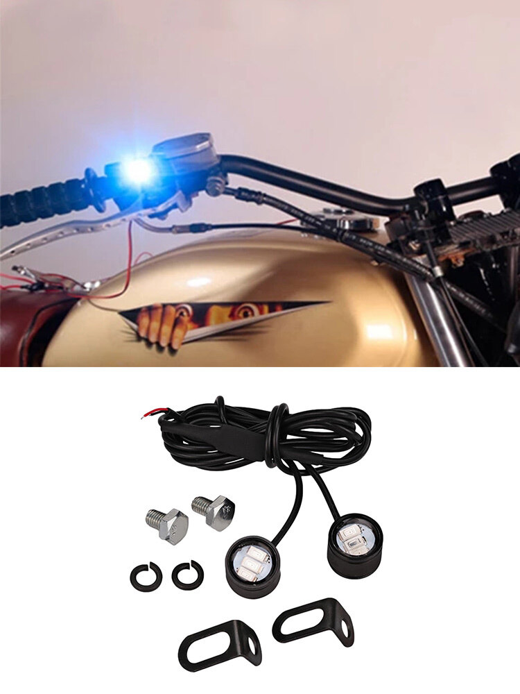 2pcs/pair12vMotorcycleLedStrobeLightsMotorcycleEagleEyeFlashlightWarningBrakeLightLampSpotlight