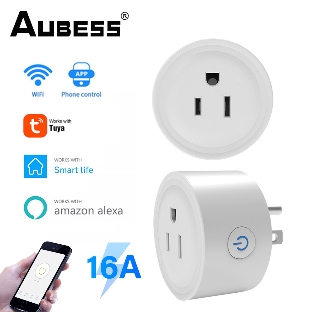 Aubess smart socket tuya american standard smart socket wifi smart socket 10/16/20a air conditioner plug adapter timing on/off automatic voice control tuya alexasiri googlegoogle home ifttt echo
