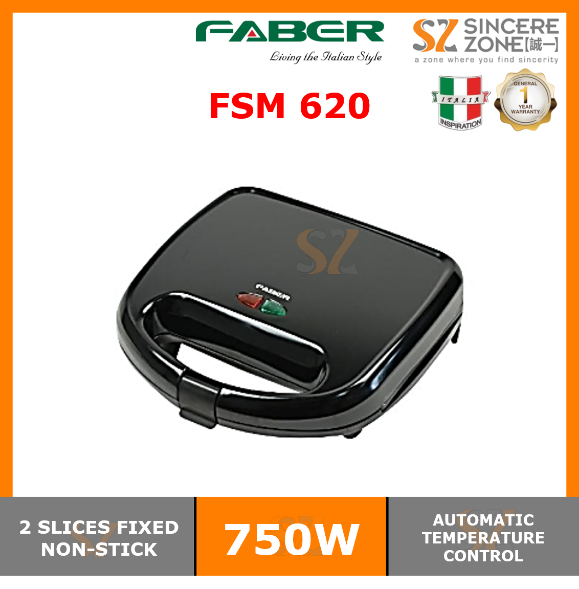 Faber FSM 620 750W Sandwich Maker Lazada