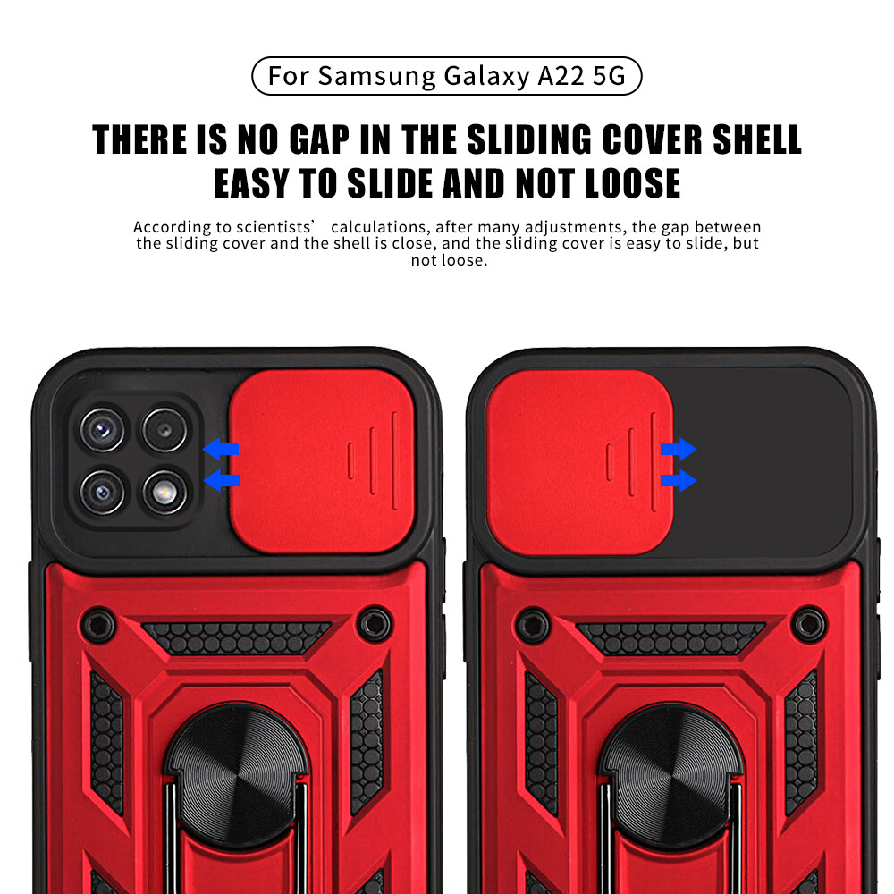 For Samsung Galaxy A22 A12 A42 5G Ring Stand Push Pull Camera Protect Case For Samsung Galaxy A12 A22 4G A42 M12 Car Magnetic Stand Ring Armor Shockproof Coque For samsung a22 a12 a42 m12