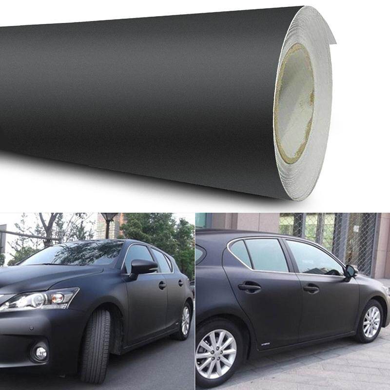 LS [ready stock] 30x152cm Universal 12x60  Matte Black Vinyl Film Wrap Car DIY Sticker Vehicle Decal 3D