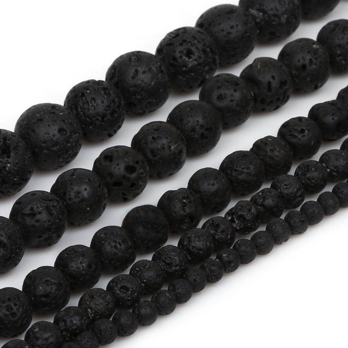 Natural Stone Round Beads 4/6/8/10/12 mm Black Volcanic Lava Beads For Jewelry Making DIY Bracelet&Necklace
