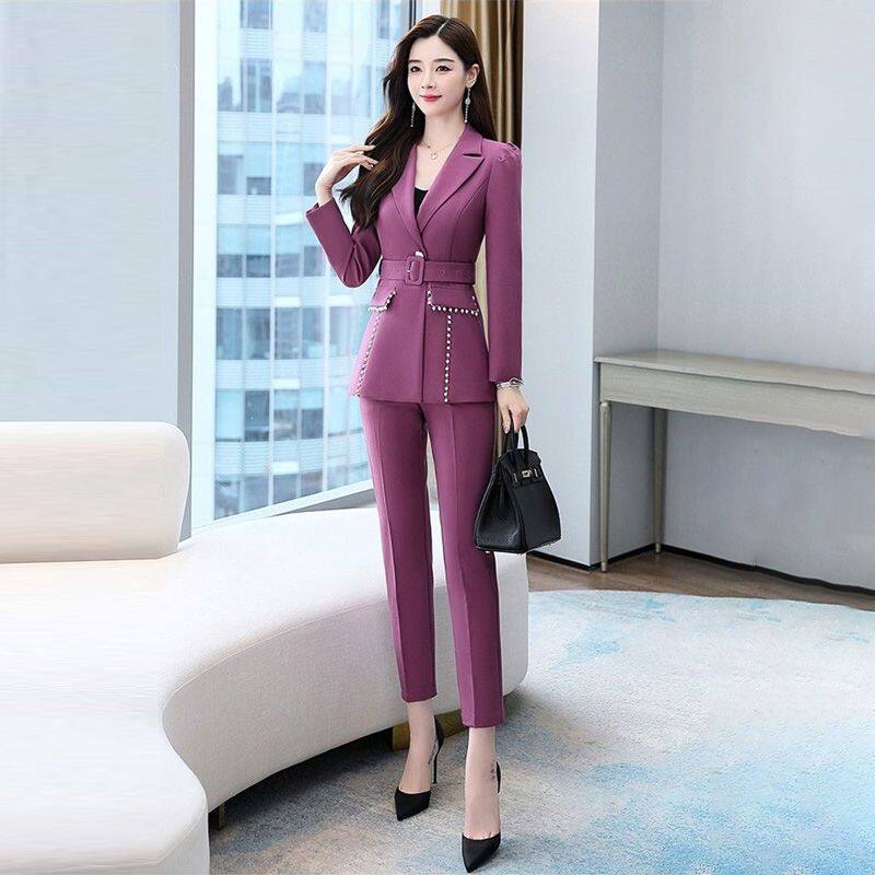 Set fashion suit set female 2022 autumn dress new temperament professional suits two pieces of female spring