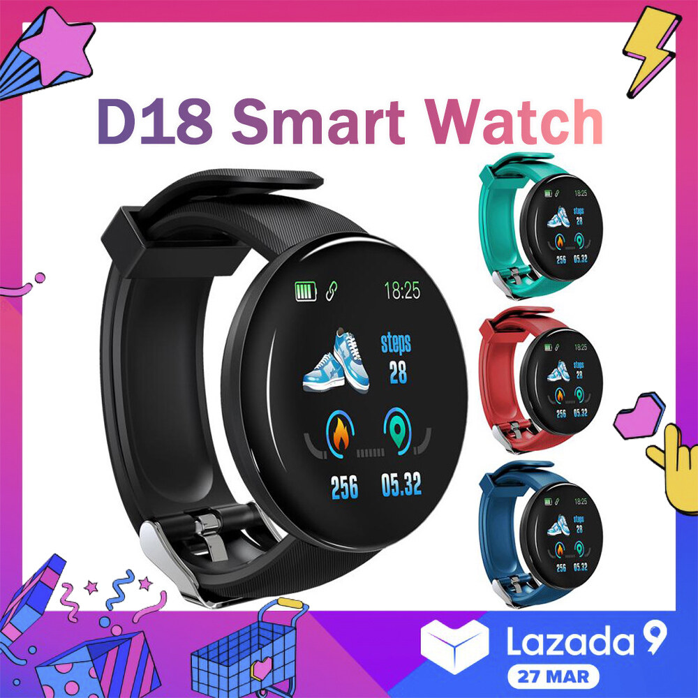 Ready Stock】Hot Selling 100% Original D18 Smart Watches Fitness Tracker  Tracker Heart Rate Blood Pressure Waterproof IP67 Smartband Activity  Tracker Watch with Heart Rate Blood Pressure Sports Gift Electronic  Products Bluetooth Watch