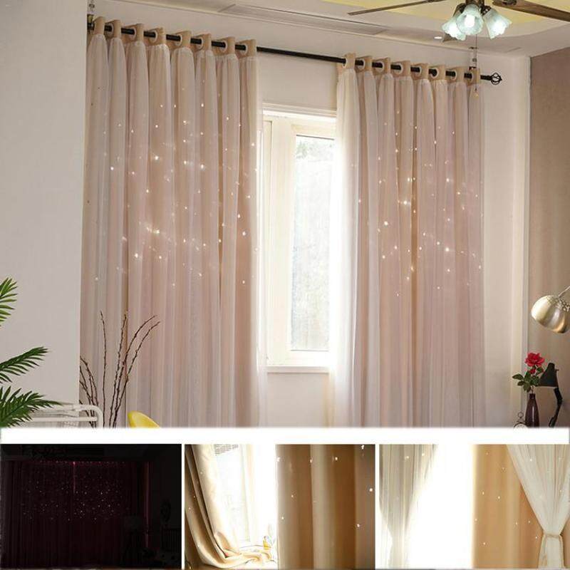 Rèm Cửa Ngôi Sao Mỏng Hai Lớp, Sản Phẩm Hoàn Thiện Che Nắng Lấp Lánh Rèm Cửa Sổ Hình Vịnh Trang Trí Lãng Mạn Phong Cách Bắc Âu Phòng Ngủ Đơn Giản Hiện Đại Cho Gia Đình Nhà Bếp Sinh Hoạt