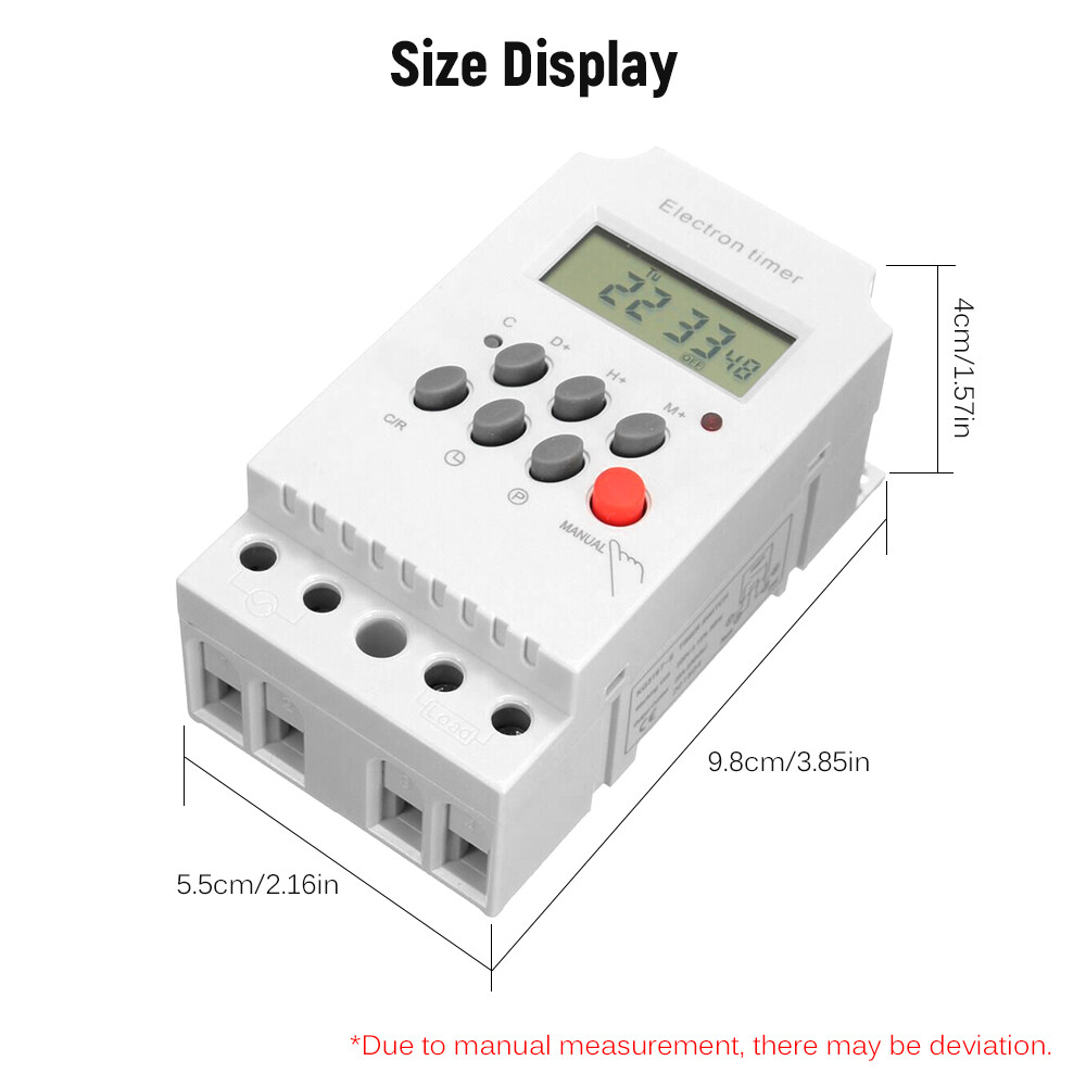 KKmoon AC 220V 25A Digital Programmable Timer Din Rail Electronic Timer Time Switch Controller with LCD Display Clock
