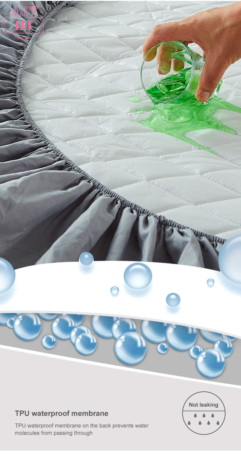 【JJT】Waterproof Mattress Protector Cover Cartoon Printing Fitted Bedsheet Line stitching process Elastic Bed Cover Single/Twin/Queen/King Size 90x200cm/120×200cm/150×200cm/180×200cm Suitable Mattress(Depth) 28cm