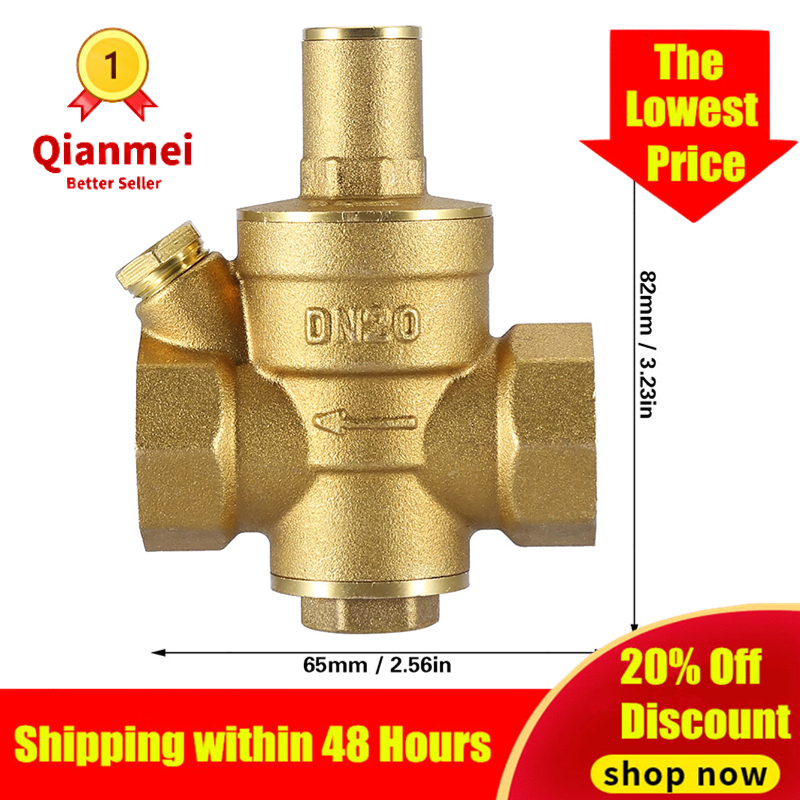Qianmei DN20 3/4" Adjustable Water Pressure Reducing Regulator Valve 1.6MPa
