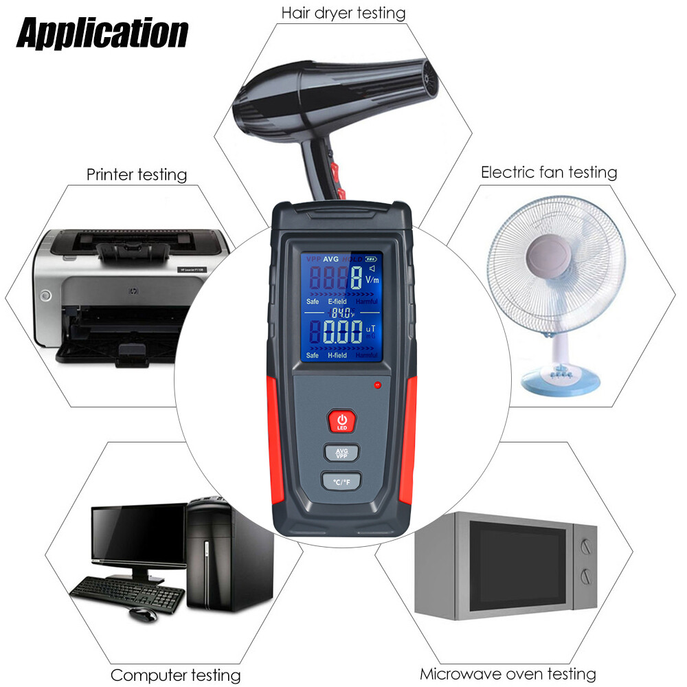 Máy Kiểm Tra EMF LCD Kỹ Thuật Số Mini Cầm Tay Độ Chính Xác Cao, Máy Đo Phát Hiện Bức Xạ Trường Điện Từ Bộ Đếm Kiểm Tra Dosimeter