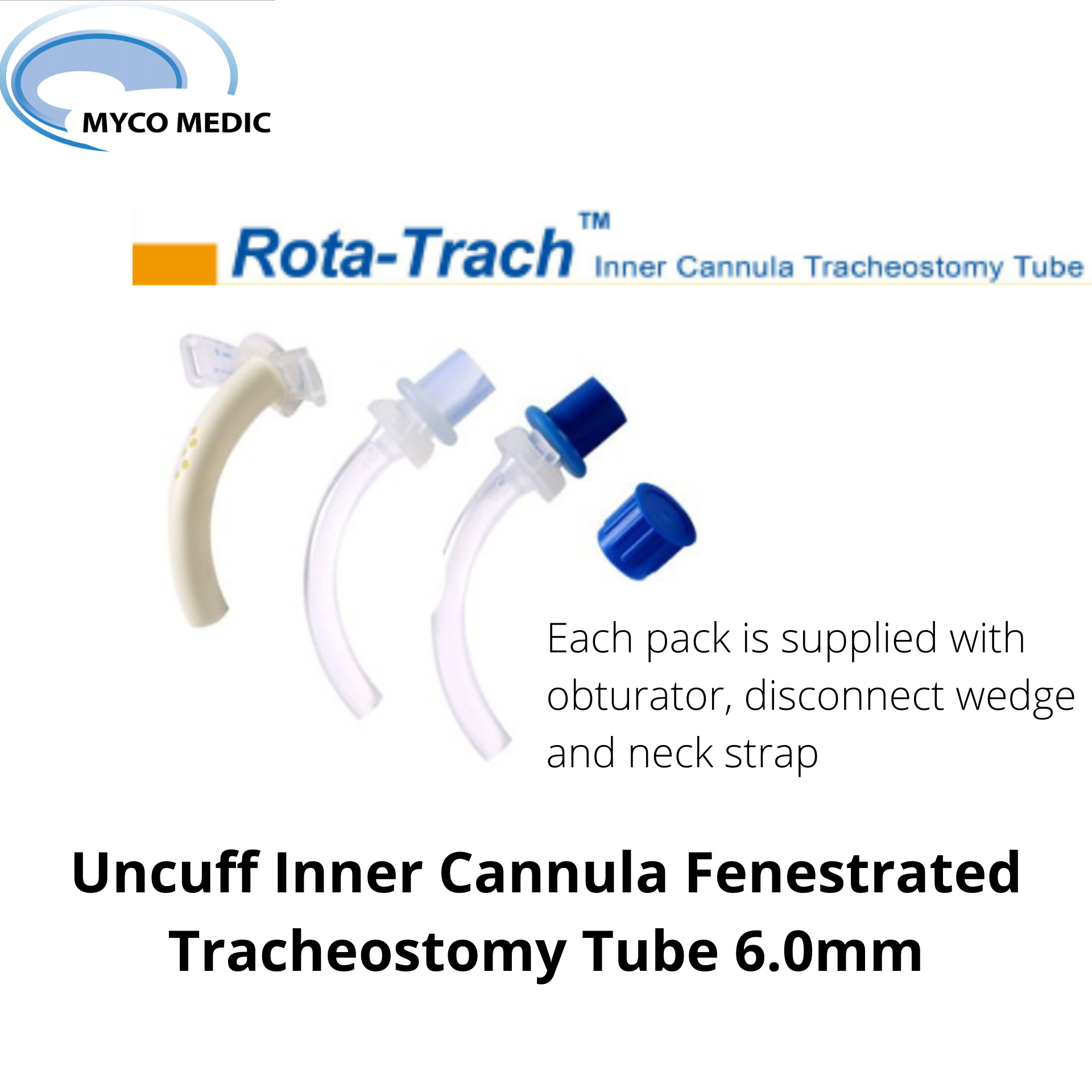 Rota-Trach Uncuff Fenestrated Double Lumen / Inner Cannula Tracheostomy ...