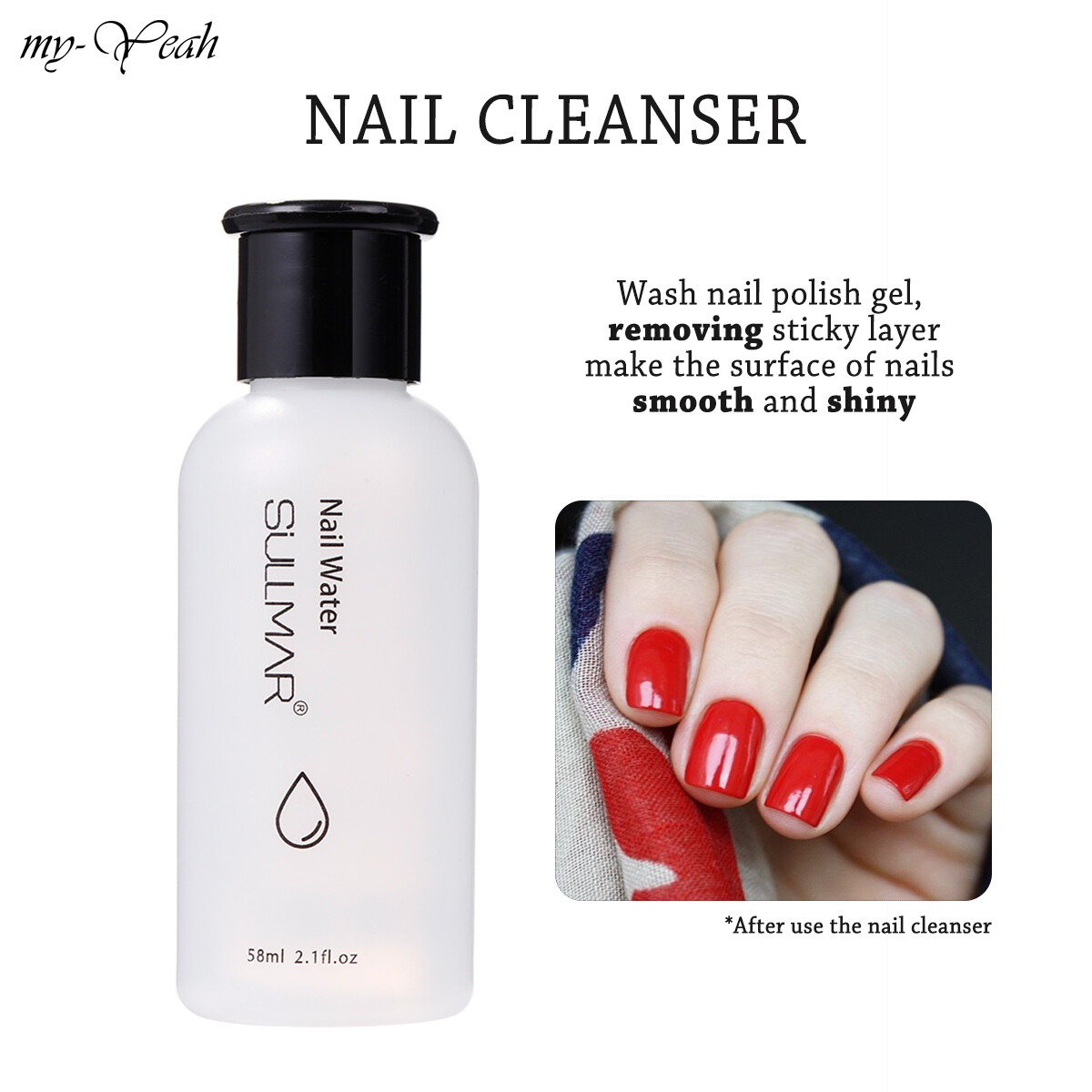 myyeah 58ml Nail Cleanser Nail UV Gel Remove Sticky Layer Enhance Shiny Effect Nail Art Remover Liquids Manicure Tool