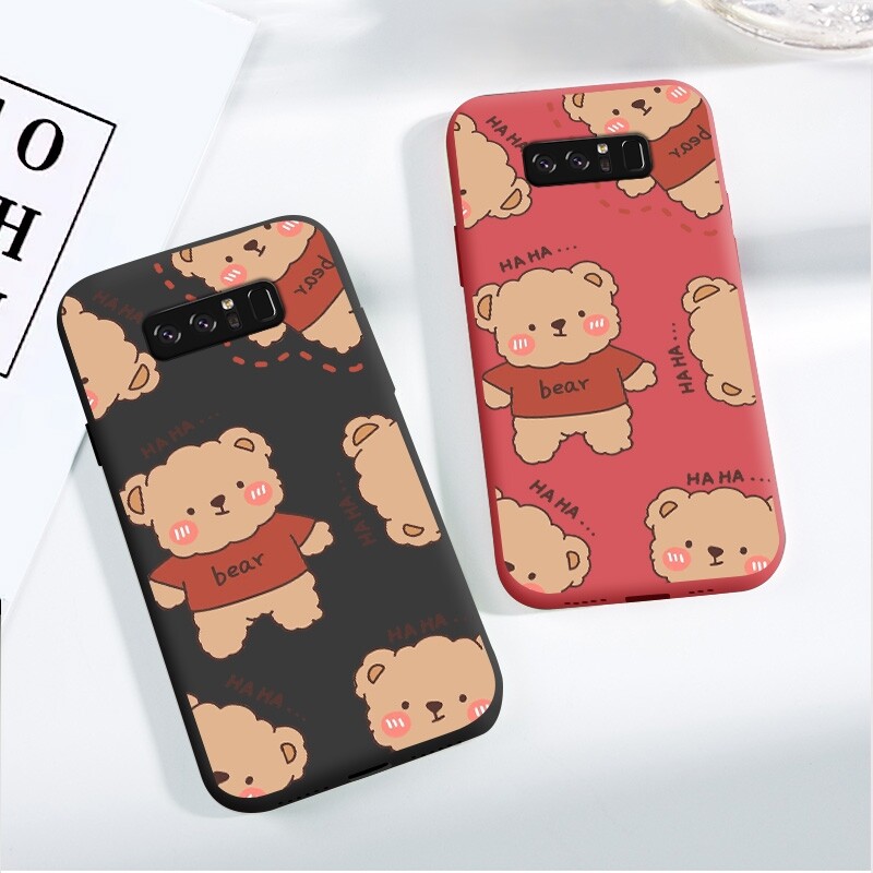 For Samsung galaxy Note 10 LITE Note 10 PLUS Note 20 ULTRA Note 8 Note 9 Phone Case with cute cartoon Plush Bear Shockproof soft Back Cover Liquid Silicone side Pattern Camera Full Lens side protector casing for girls