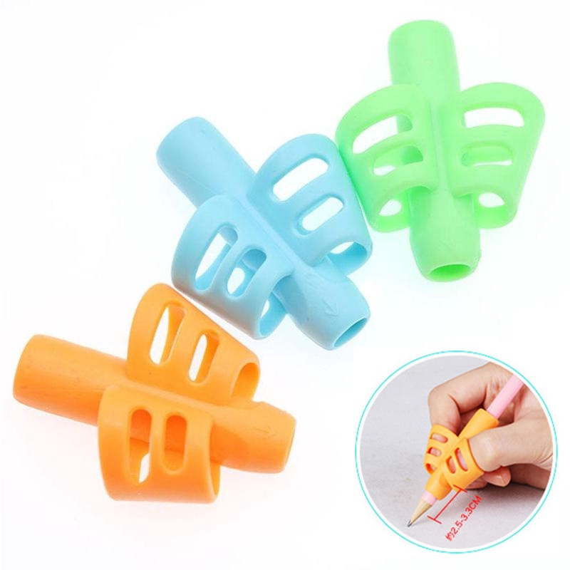 3Pcs Children Writing Pencil Pan Holder Kids Learning Practise Silicone Pen Aid Grip Posture Correction Device for Students