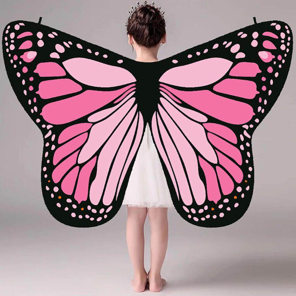 Warmihome Kid Baby Girl Butterfly Wings Shawl Scarves Nymph Pixie Poncho Costume Accessory