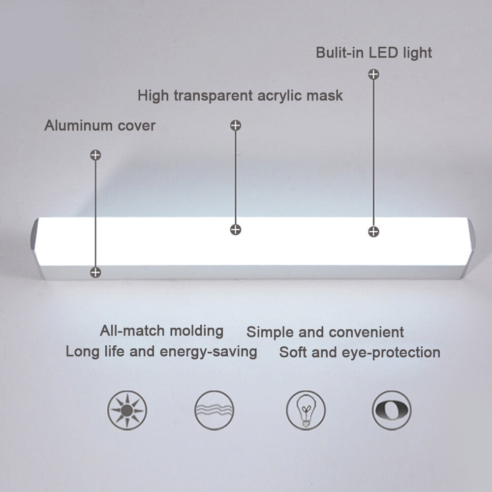 Wall lamps bathroom led mirror light waterproof 12w 16w 22w ac85-265v led tube modern wall lamp bathroom lighting