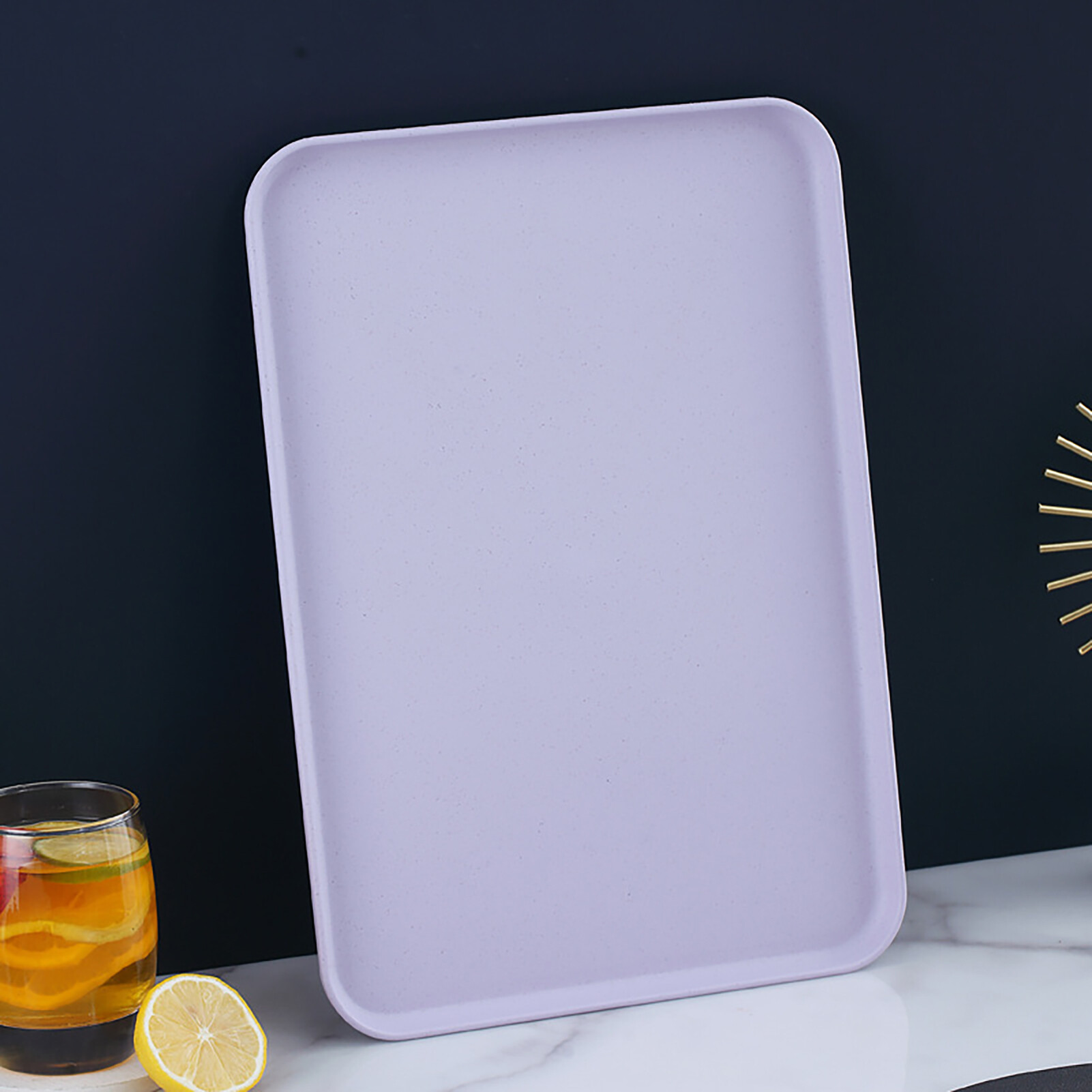 Useful Breakfast Serving Tray Ornamental Exquisite Nordic Style Decorative Rectangular Plastic Tray for Party
