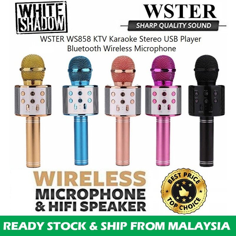 WSTER WS858 KTV Karaoke Stereo USB Player Bluetooth Wireless Microphone