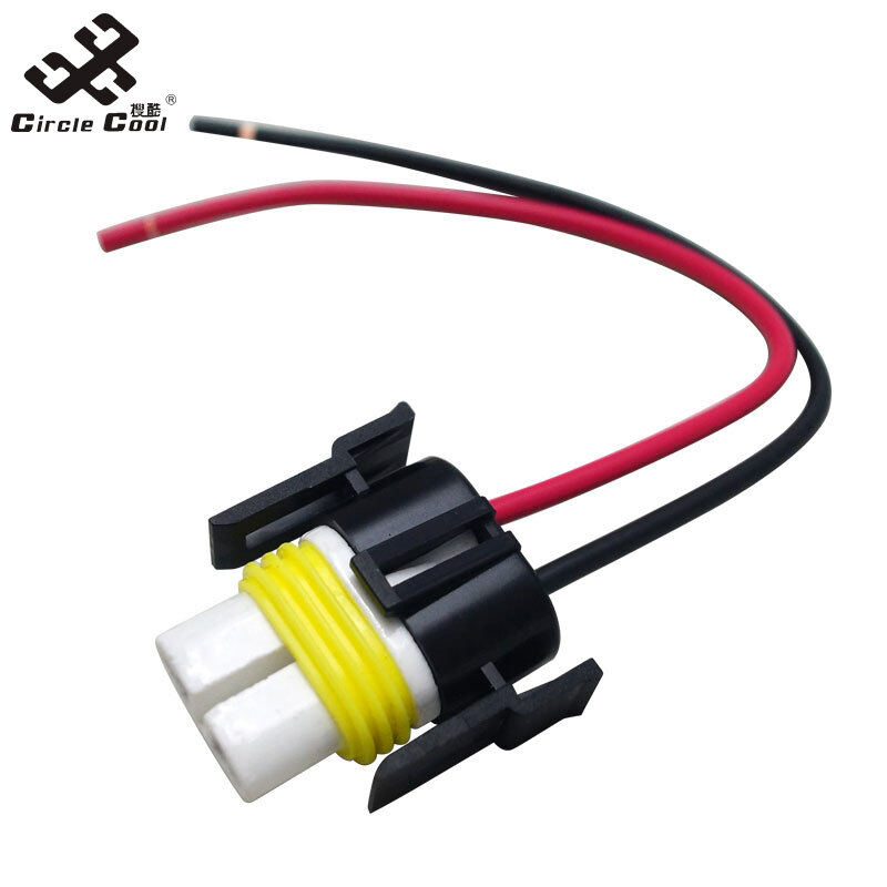 Circle Cool 2Pcs H11 Female Ceramic Wire Harness Extension Socket Adapter with Line for Headlights