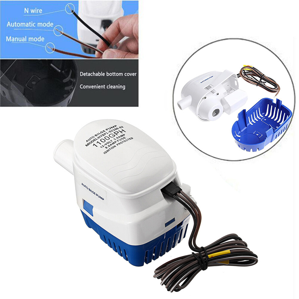 SUNY [Theo Phiếu Giảm Giá] Tự Động Chìm Thuyền Máy Bơm Nước Đọng Ở Đáy Tàu 12/24V 1100GPH Tự Động Với Công Tắc Phao