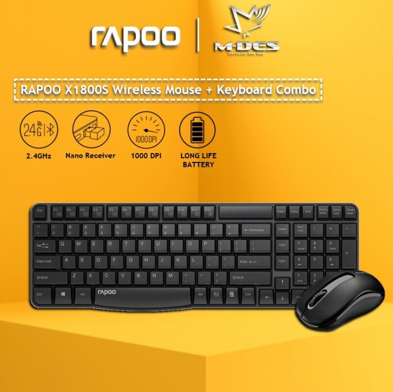 Rapoo X1800S Wireless Mouse + Keyboard (Combo Set) 2 Years Warranty Malaysia