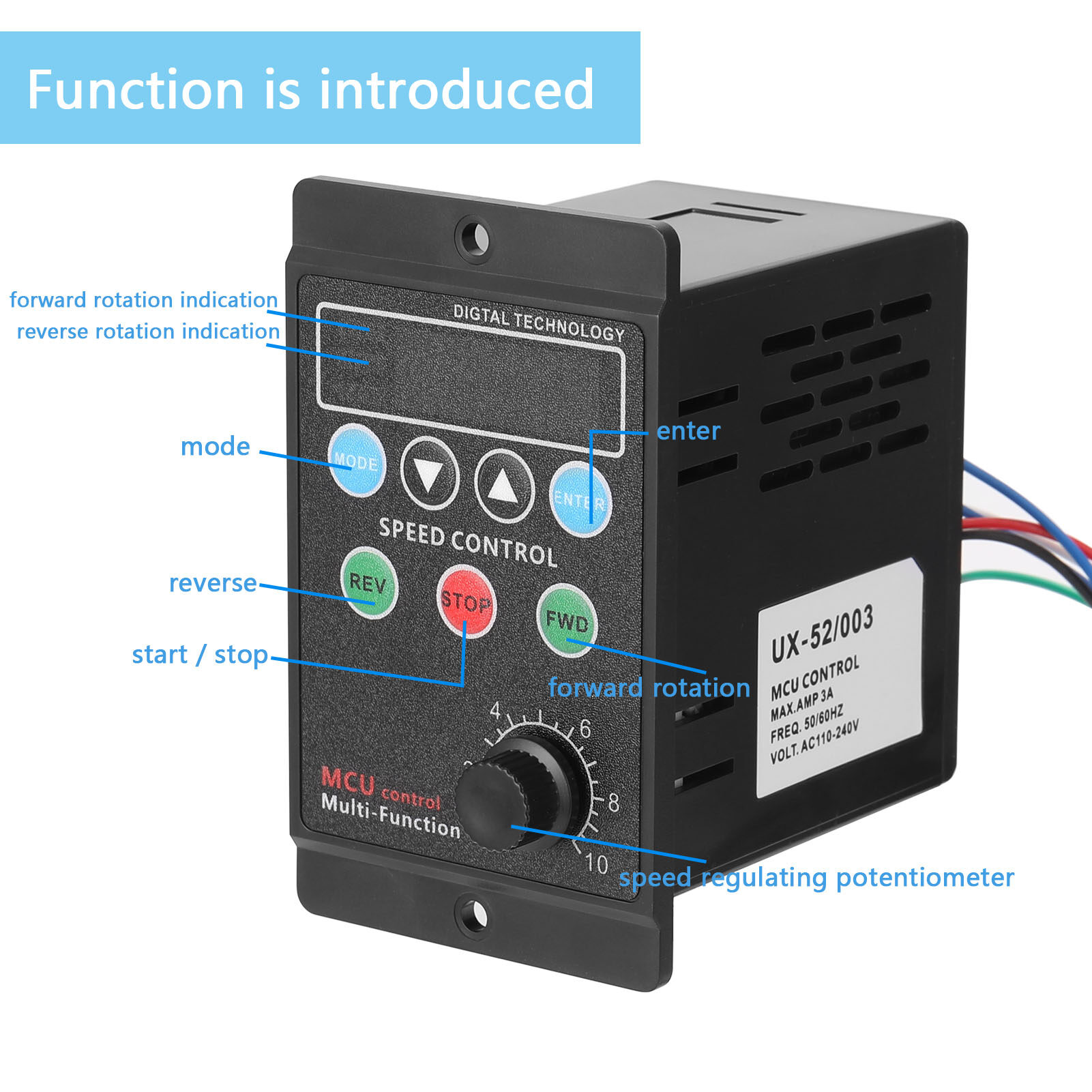KKmoon 400W AC220V Multifunctional Motor Speed Controller Motorspeed Regulator Controller Display Rate Target Value Settable