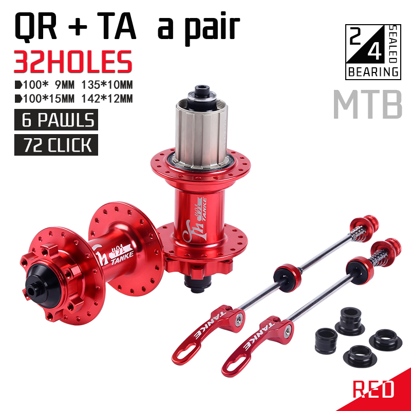 TANKE 32 holes Bike Hubs for cassette cogs 7 8 9 10 11 12s speed 6 pawls luminum Alloy freehub 135mm quick release 142mm 148mm thru axie 32H oil slick hub cycling parts