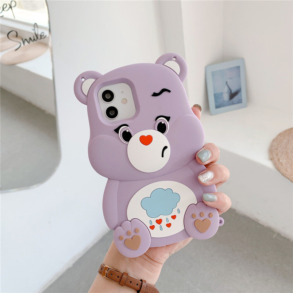 【Che Chở Toàn Bộ】đồ Chơi Giảm Căng Thẳng Giảm Căng Thẳng Ốp Silicon Đẩy, Ốp Lưng Dành Cho iPhone 11 12 Pro 6 6S Plus 7 8 Plus X XS XR XS Max 11 12 Mini Max Ốp Mềm Hình Gấu Cầu Vồng Dễ Thương