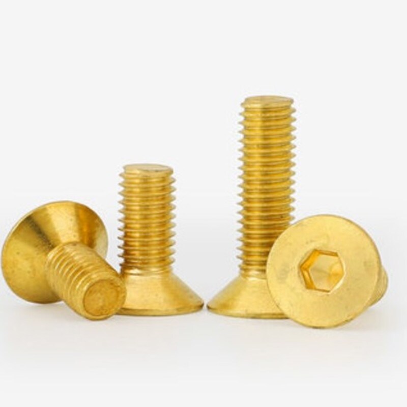 Din7991 pure brass flat hex hexagon socket countersunk head screws din7991 m2 m2.5 m3 m4 m5 m6