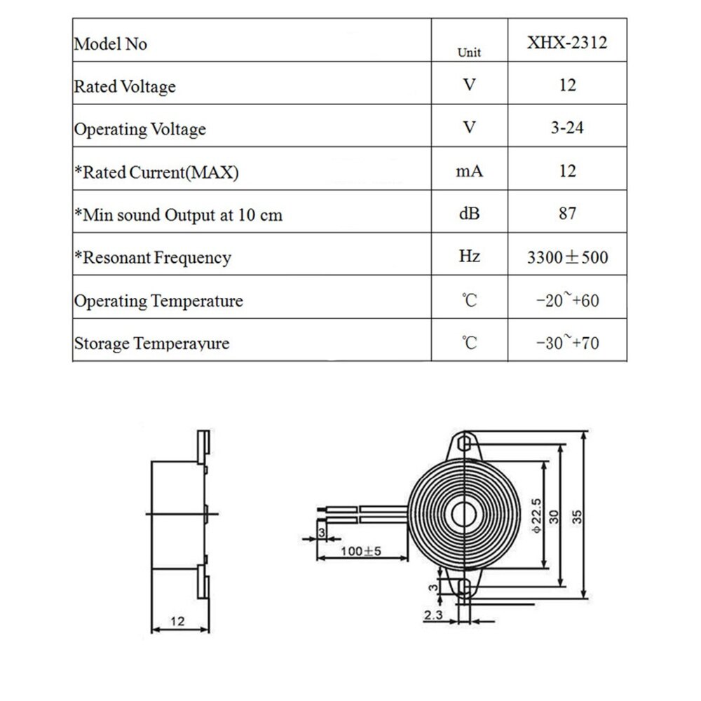 SFM-20B DC3-24V bền 3-24V Piezo chuông báo động điện tử 95dB âm thanh liên tục beeper