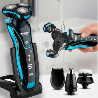 Ready Stock Zozen 3 in 1 Professional Electric Shaver Multi-function Intelligent Floating Electric Shaver 5 Head Cutter Water washing Razor Shave Hair Trimmer Facial Massager Exfoliating Cleaning Brush Nose Hair Trimmer