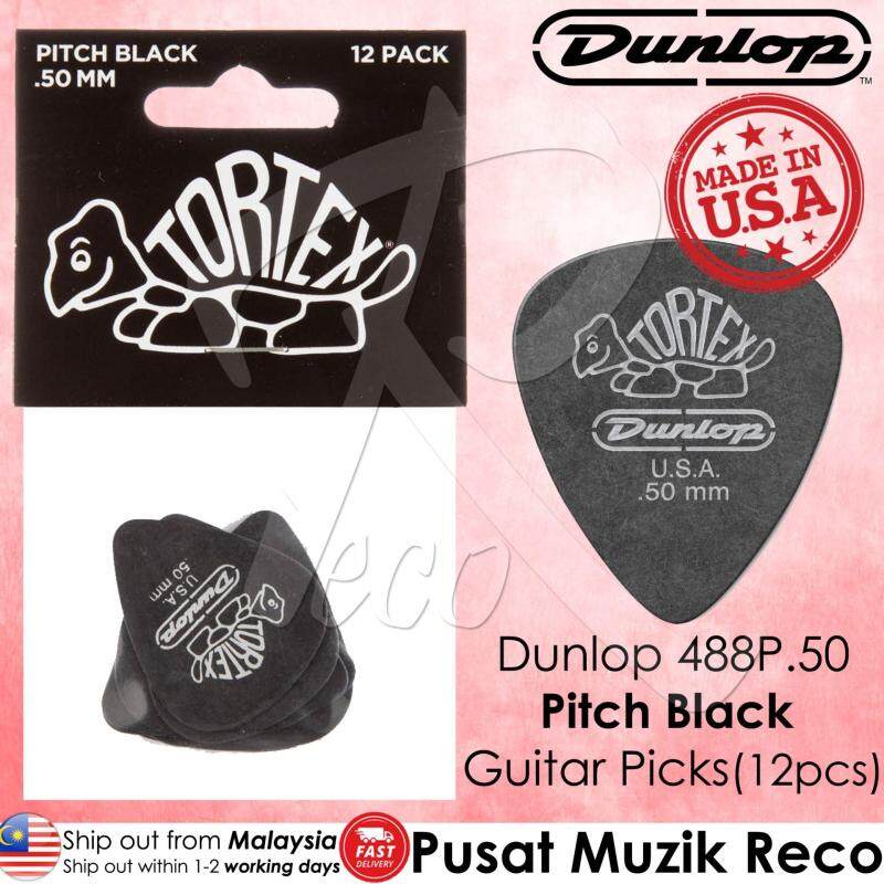 Dunlop 488P.50 Tortex Pitch Black Standard 0.50mm Guitar Picks Player Pack MADE IN USA (12pcs) Malaysia