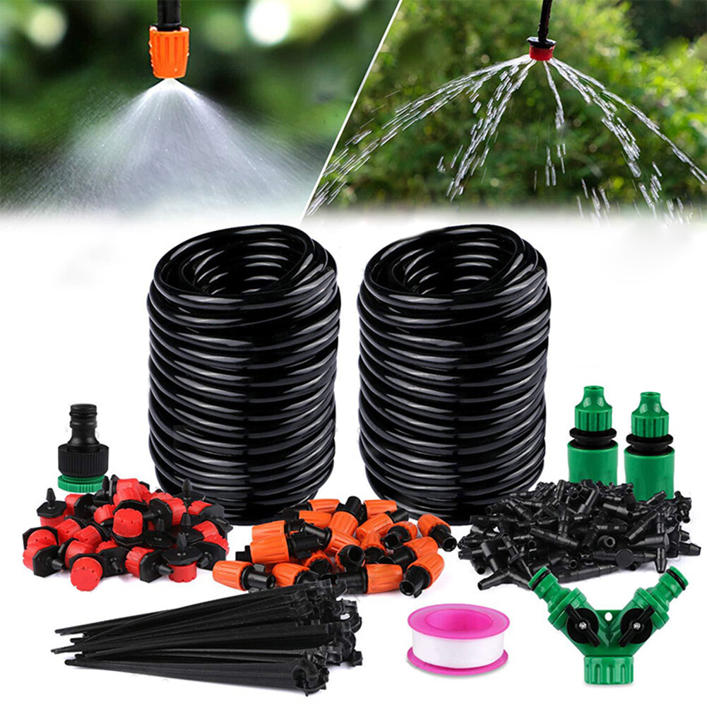 30m DIY Automatic Micro Drip Garden Irrigation Spray System Self-Watering Kit