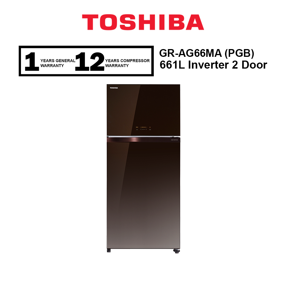 TOSHIBA GR-AG66MA (PGB) FRIDGE 2 DOORS 661L INVERTER GLASS BROWN
