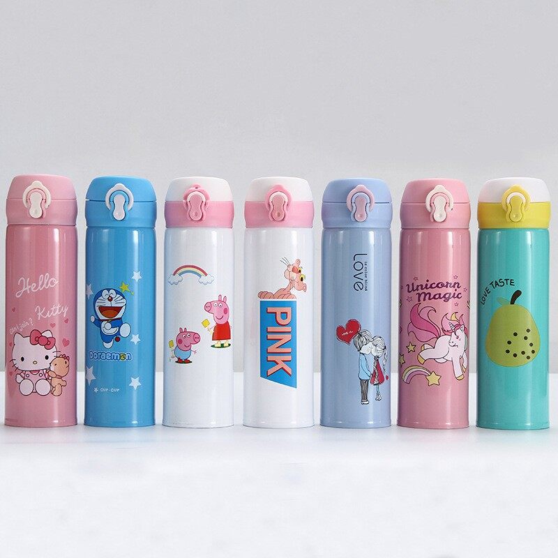 Bình giữ nhiệt sang chảnh Hello Kitty, Doraemon 500ml