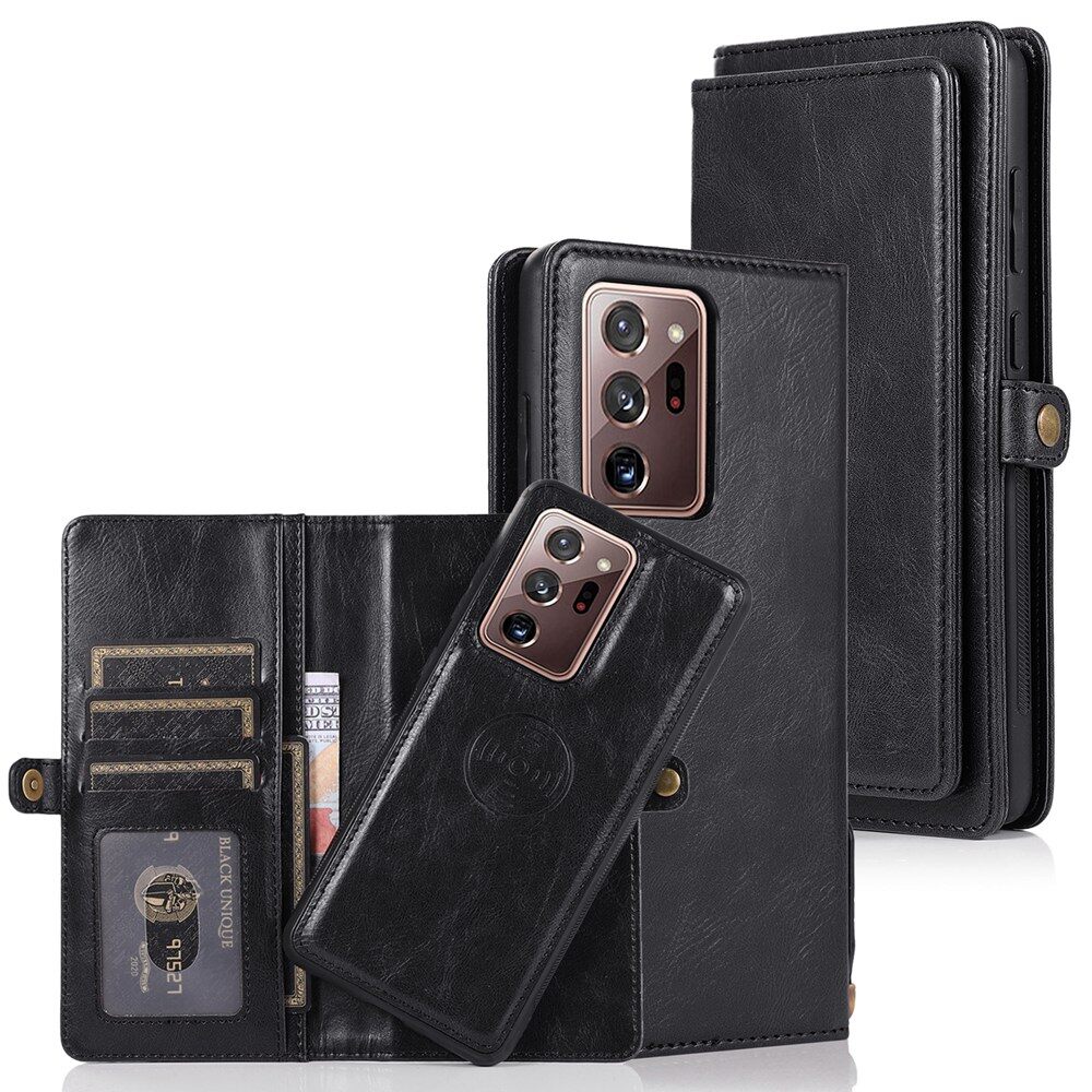 Wallet Case For Samsung Galaxy Note 20 / Note 20 Ultra PU Leather Separable Magnetic Detachable Stand Flip Wallet Cover Casing with Card Slots Casing
