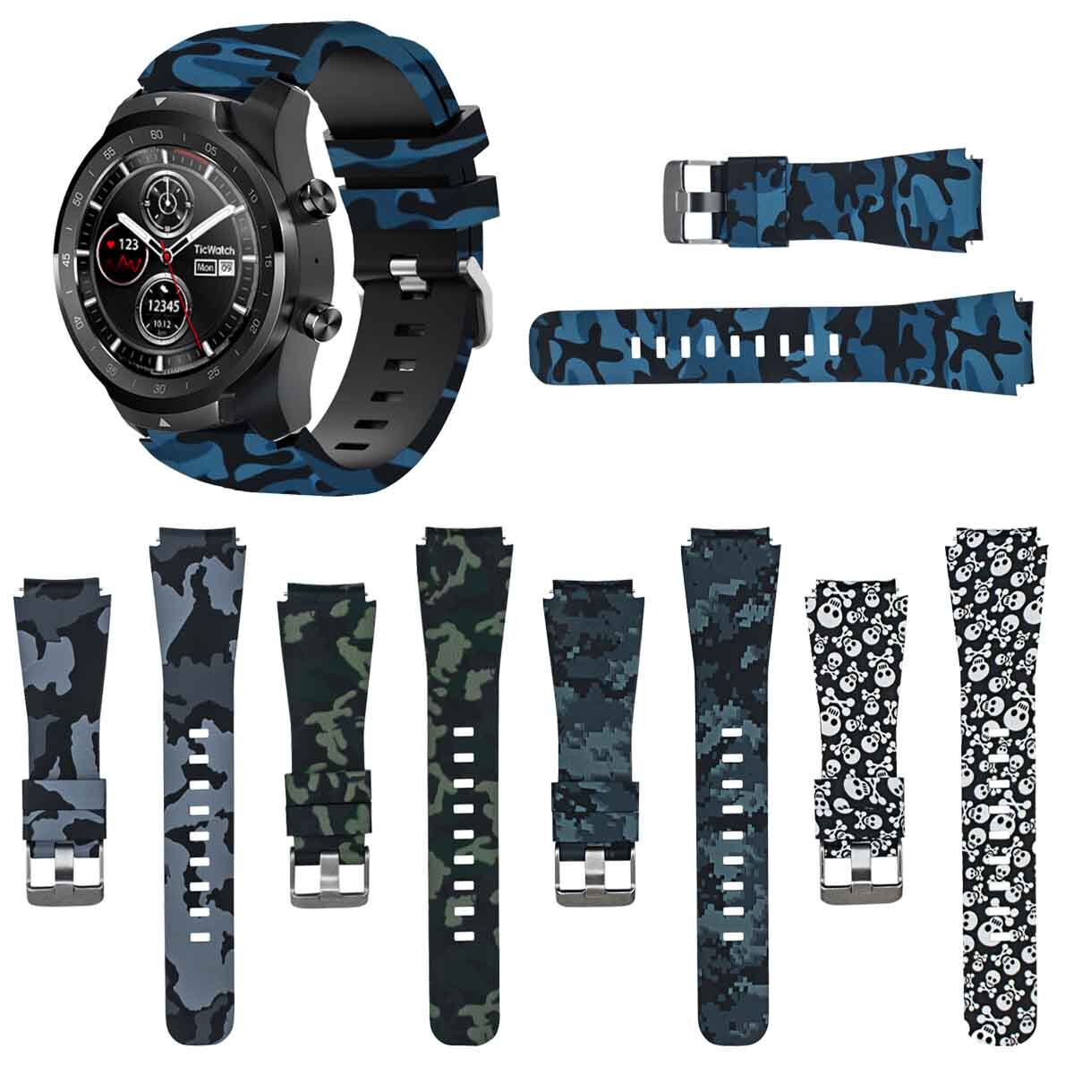 Camo Silicone Strap Band for Ticwatch Pro 3 E2 S2 GTX