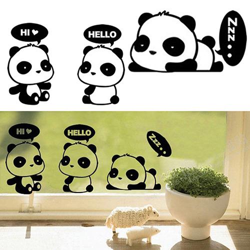 Phim Hoạt Hình Đáng Yêu Panda Phòng Cửa Sổ Đề Can Trang Trí Tường Có Thể Tháo Rời Sticker