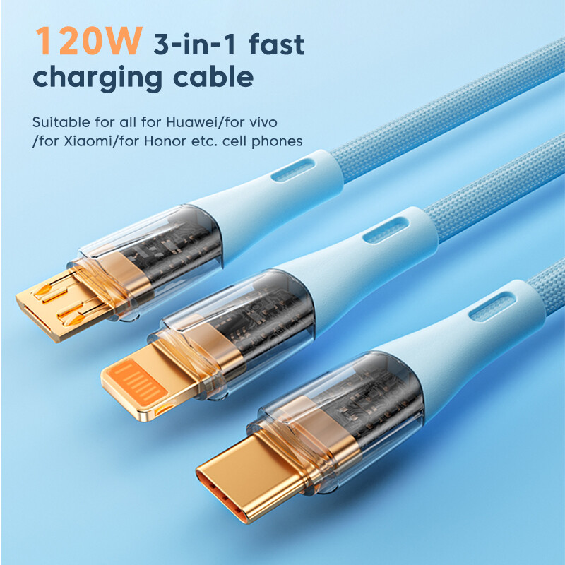 Greenyeah 3 trong 1 6A 120W loại USB C Cáp sạc nhanh micro USB loại USB Cáp dữ liệu Sạc