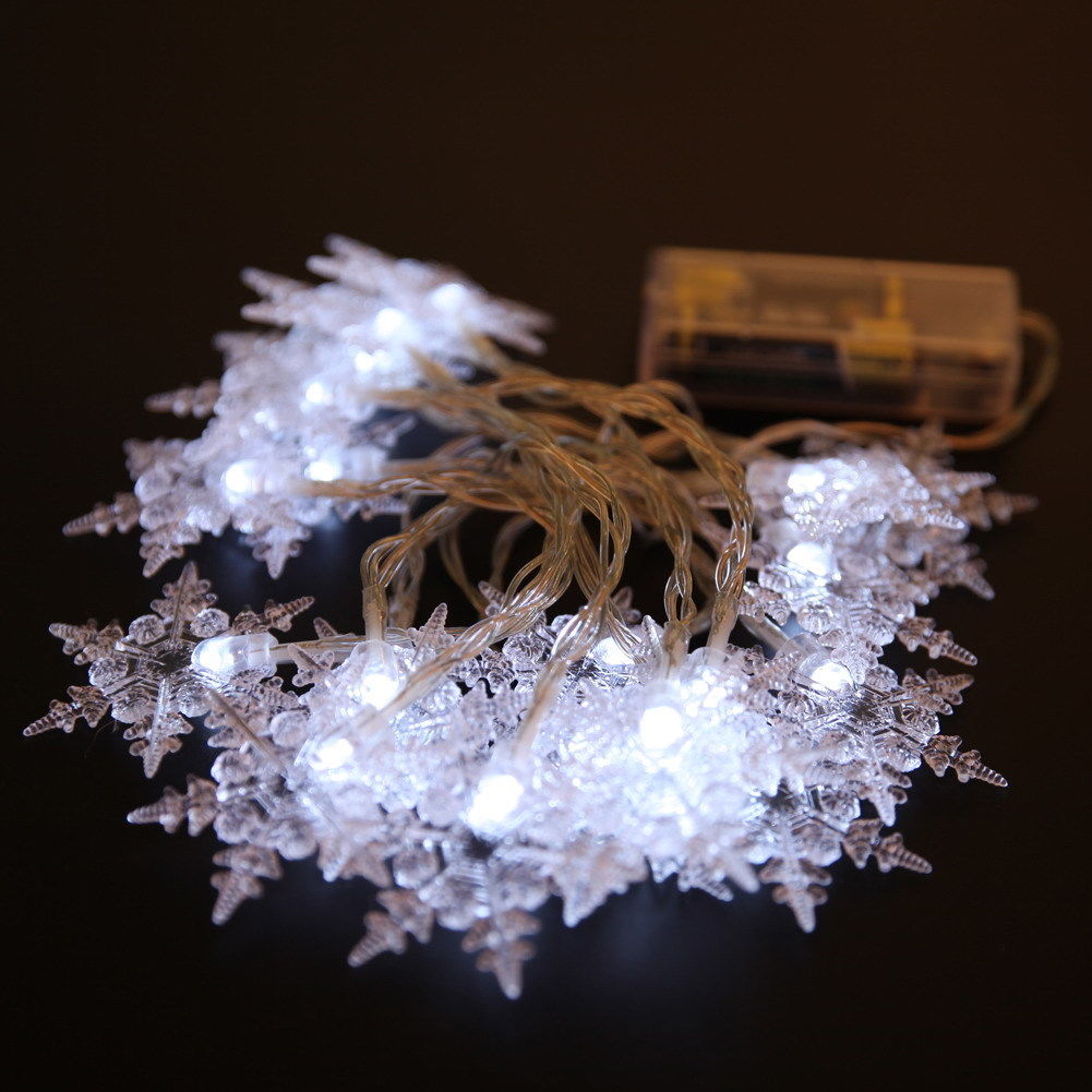 Rèm Dây Hình Bông Tuyết 20 LED Đèn Cửa Sổ, Trang Trí Tiệc Cưới Giáng Sinh