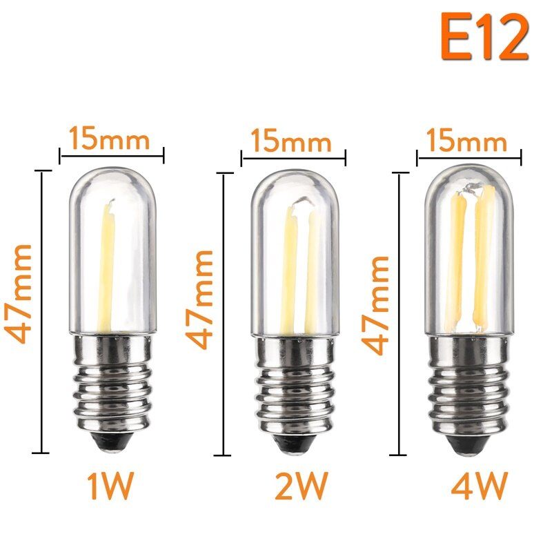 Mini E14 E12 LED Tủ Lạnh Tủ Đông Đèn Dây Tóc Bóng Đèn Có Thể Điều Chỉnh Độ Sáng