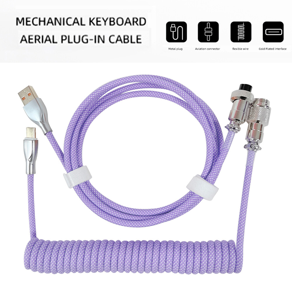 Type C USB Cable Keyboard Aviator for Mechanical Keyboard Aviation Connector Spiral Paracord