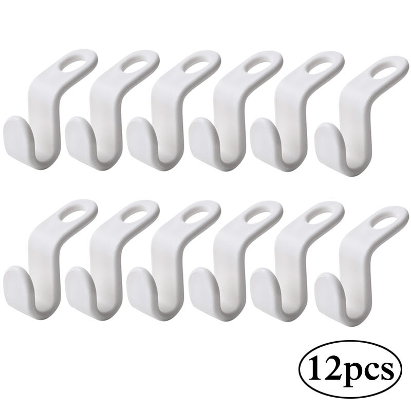 6/ 12pcs Clothes Hanger Hook Folding Storage Clothes Rack Wardrobe Hanging Hanger Connection Hook Space Saving Connectors