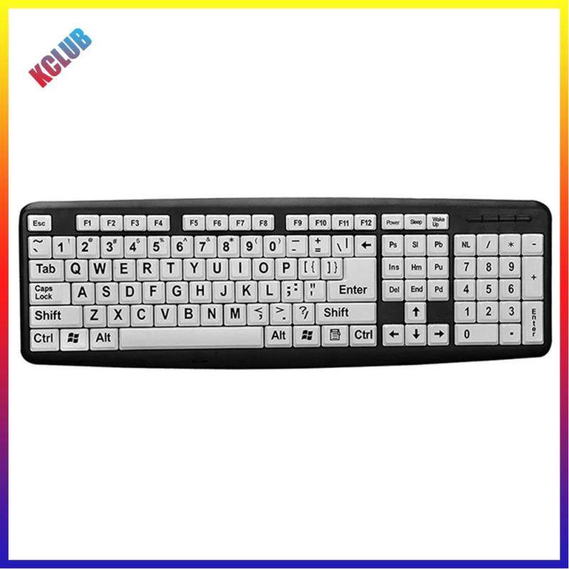 104 Keys USB Wired Large Print White Keys Black Letter Keyboard for Elderly Singapore
