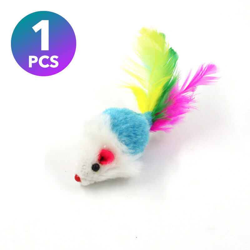 HATELI Cat Toy Color Feather Plush Cat Toy Funny Cat Tool Small Pet Toy Random Color