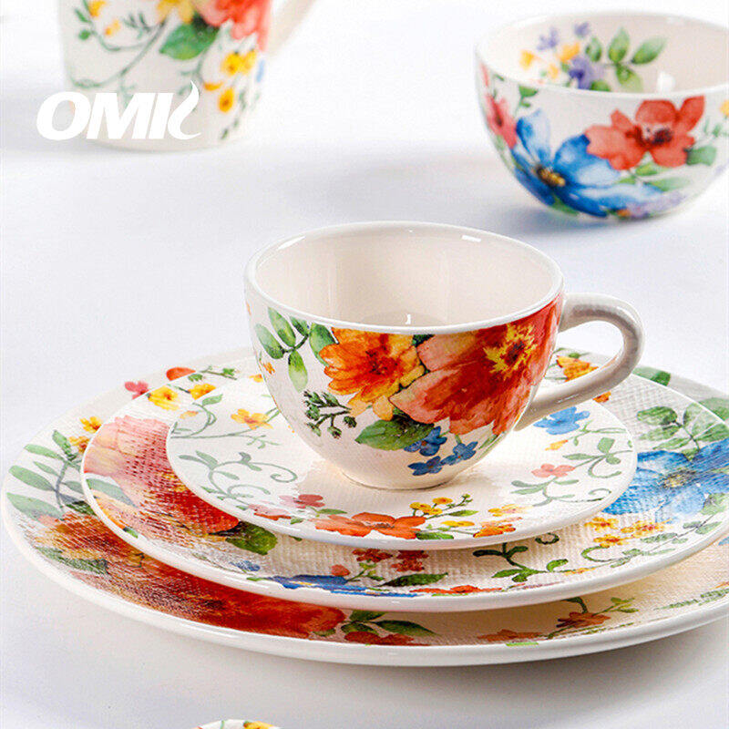 Omk mùa xuân loạt gốm 14 inch hình chữ nhật đĩa phẳng để thức ăn Salad món tráng miệng khay đĩa